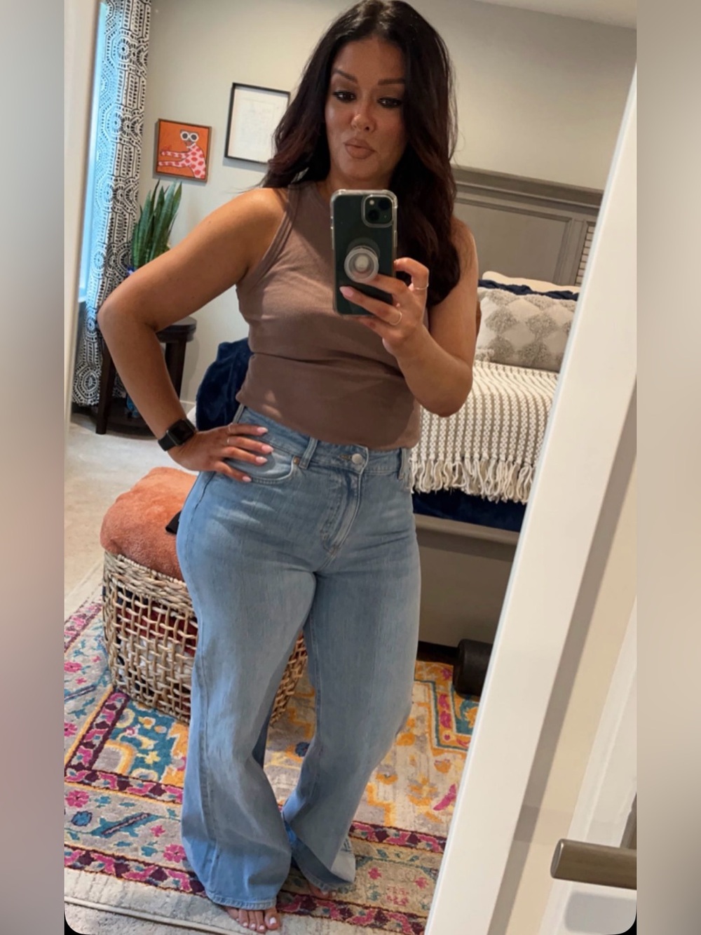 H&M Light Blue High-Rise Wide-Leg Jeans